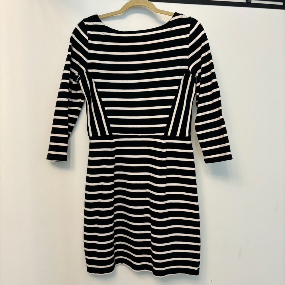 GAP, Black and Cream Striped Dress, Size Medium